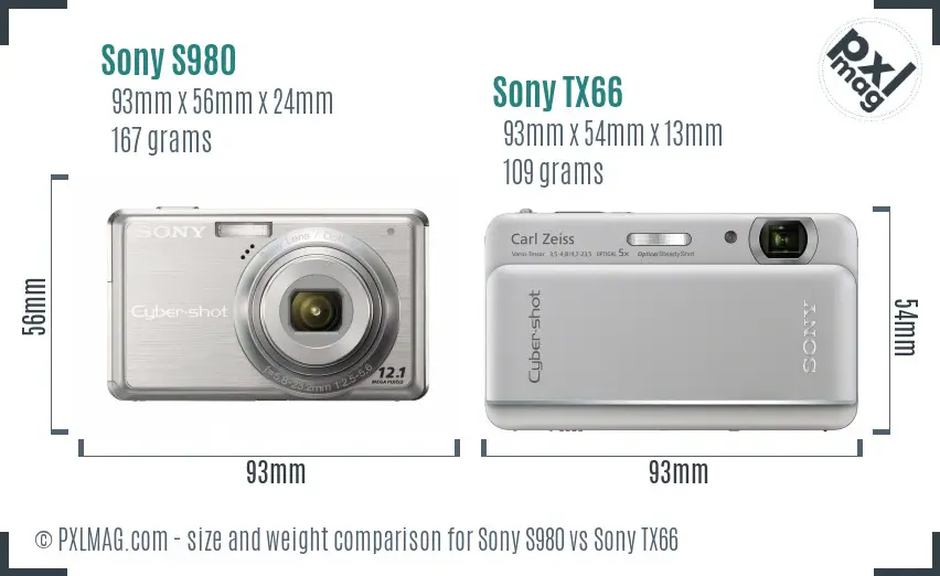 Sony S980 vs Sony TX66 size comparison