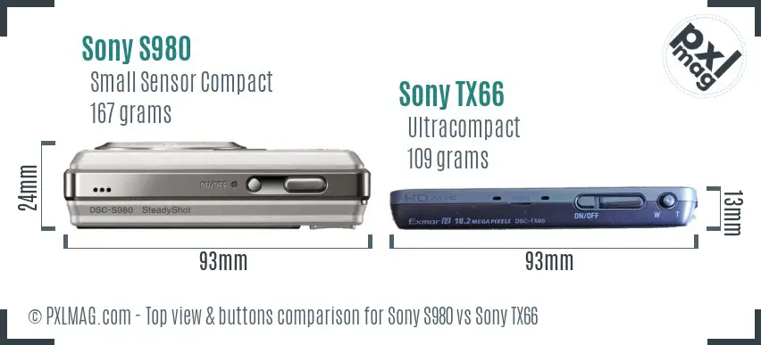 Sony S980 vs Sony TX66 top view buttons comparison