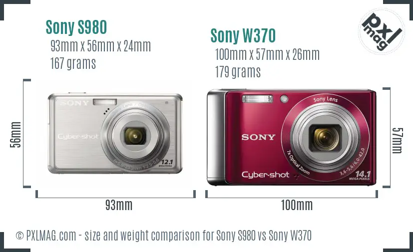 Sony S980 vs Sony W370 size comparison