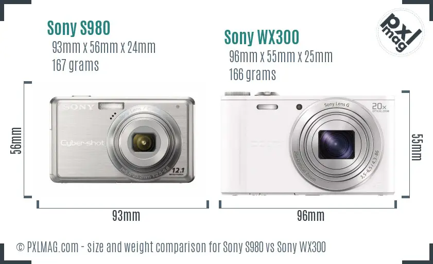 Sony S980 vs Sony WX300 size comparison