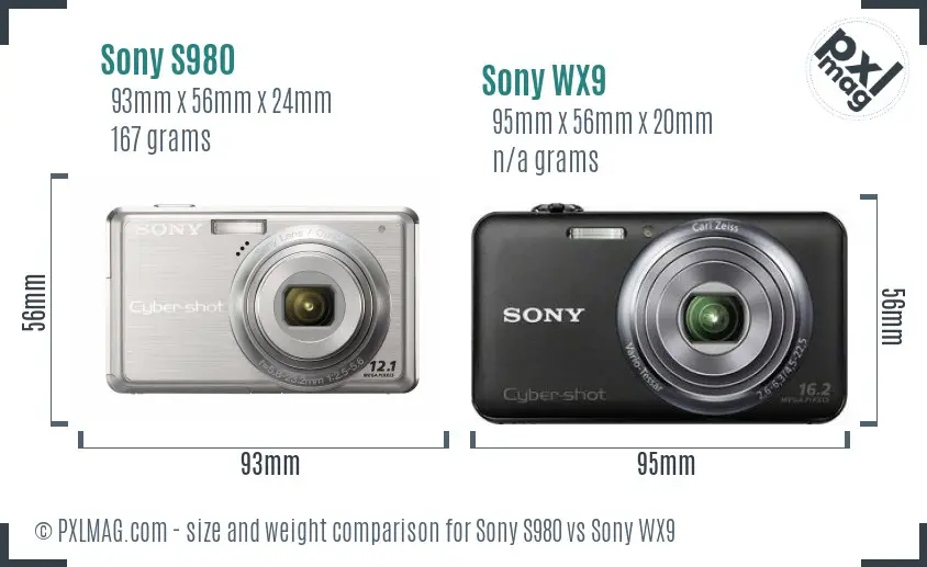 Sony S980 vs Sony WX9 size comparison