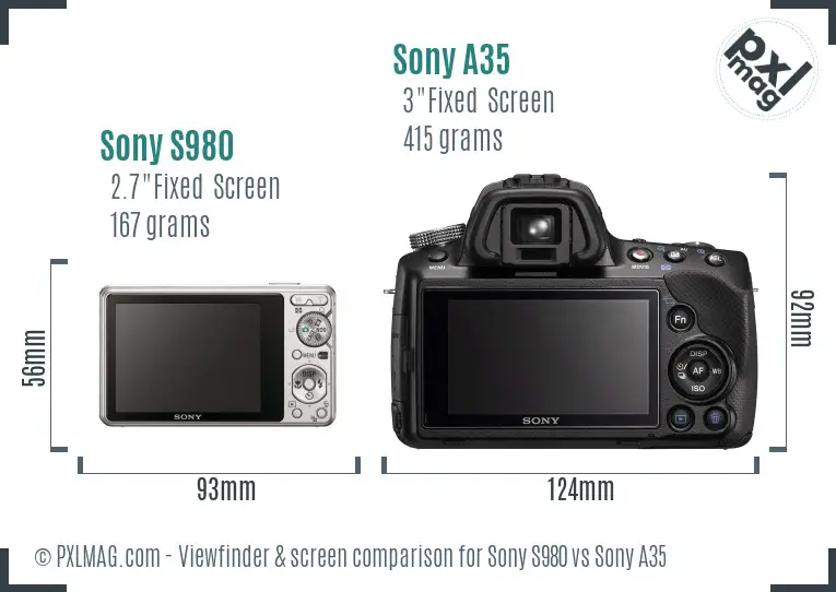 Sony S980 vs Sony A35 Screen and Viewfinder comparison