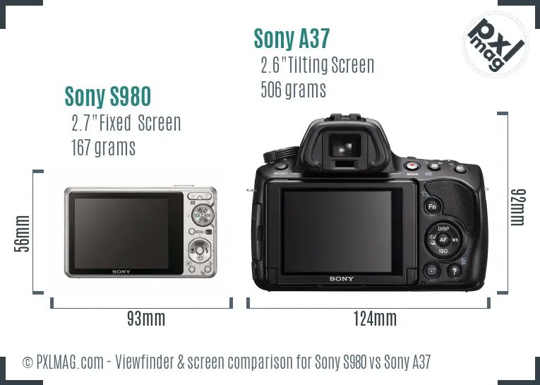 Sony S980 vs Sony A37 Screen and Viewfinder comparison
