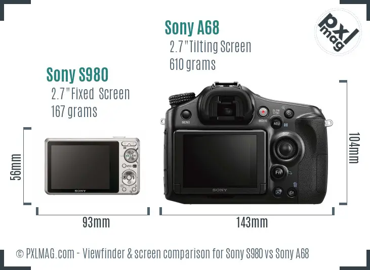 Sony S980 vs Sony A68 Screen and Viewfinder comparison