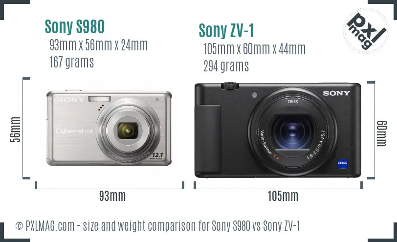 Sony S980 vs Sony ZV-1 size comparison