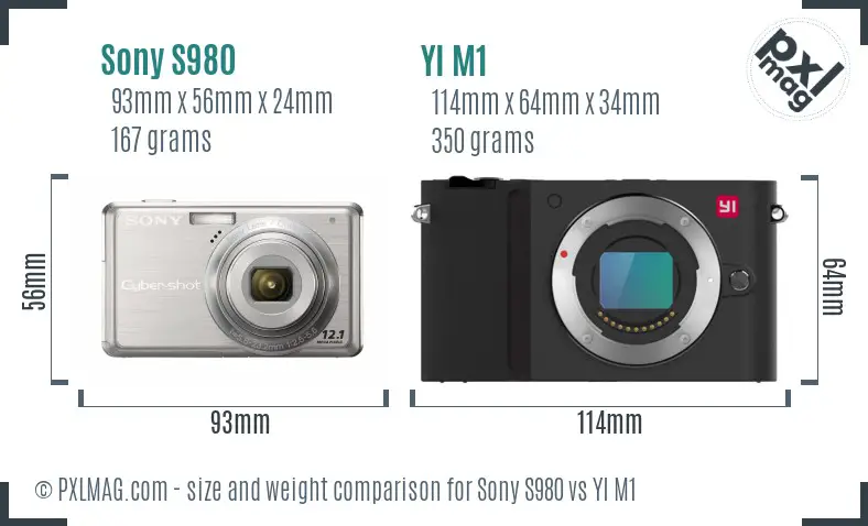 Sony S980 vs YI M1 size comparison
