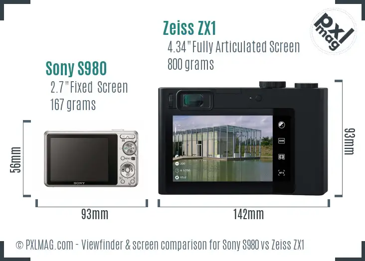 Sony S980 vs Zeiss ZX1 Screen and Viewfinder comparison