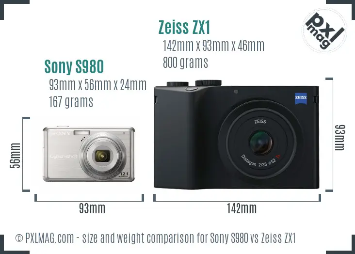 Sony S980 vs Zeiss ZX1 size comparison