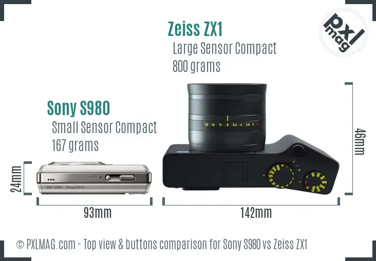 Sony S980 vs Zeiss ZX1 top view buttons comparison