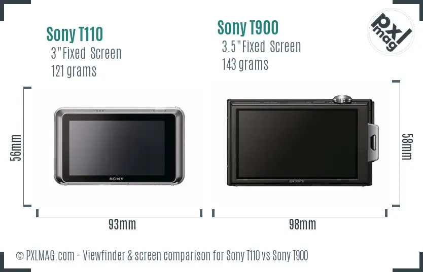 Sony T110 vs Sony T900 Screen and Viewfinder comparison