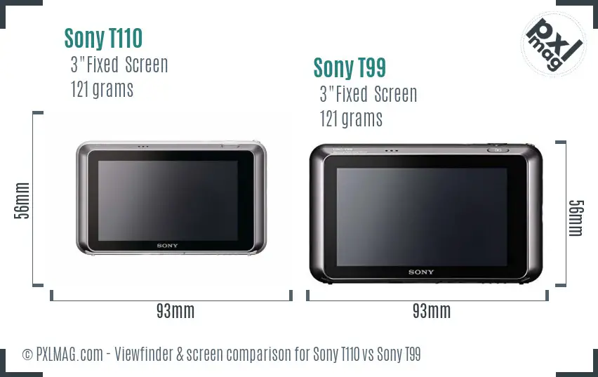 Sony T110 vs Sony T99 Screen and Viewfinder comparison