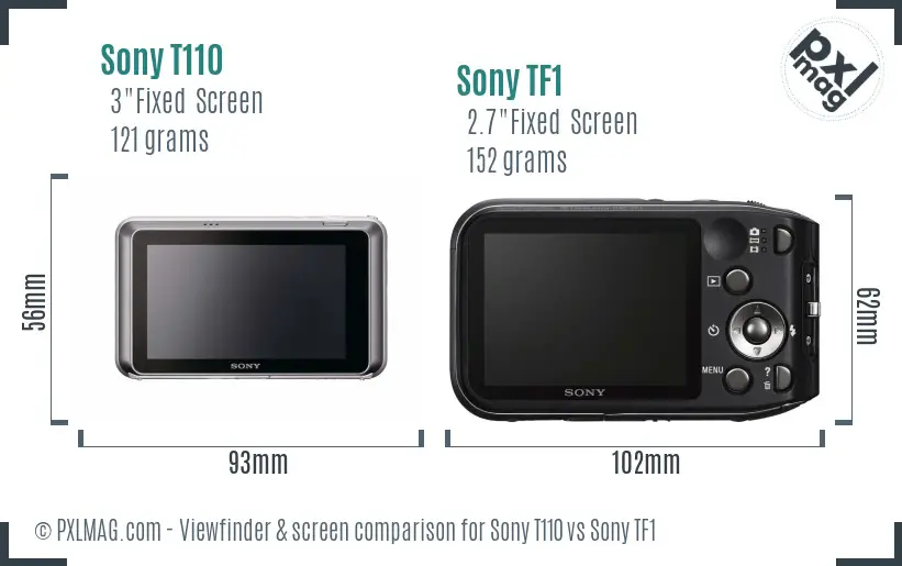 Sony T110 vs Sony TF1 Screen and Viewfinder comparison