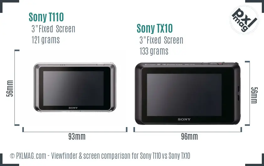 Sony T110 vs Sony TX10 Screen and Viewfinder comparison