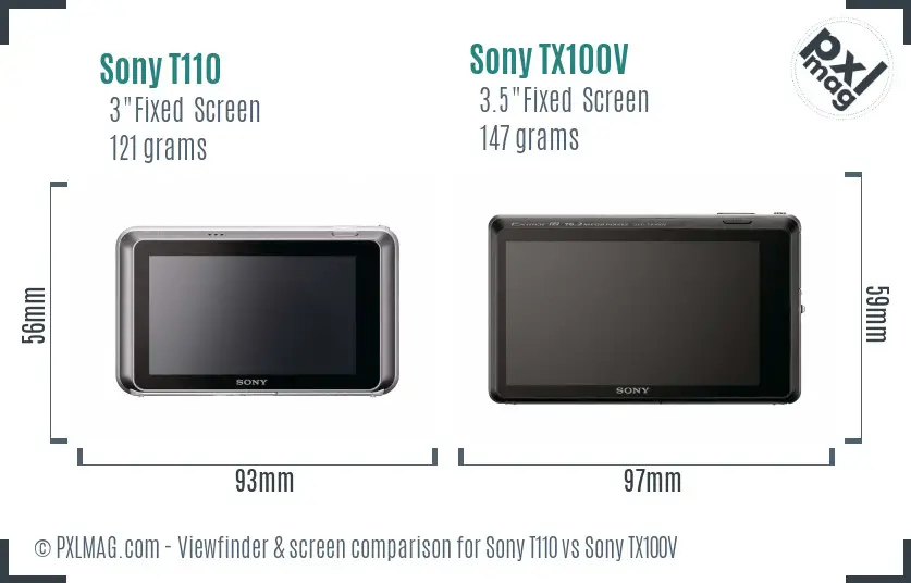Sony T110 vs Sony TX100V Screen and Viewfinder comparison