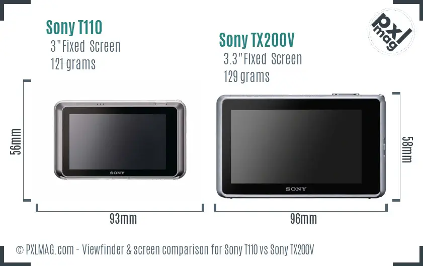 Sony T110 vs Sony TX200V Screen and Viewfinder comparison