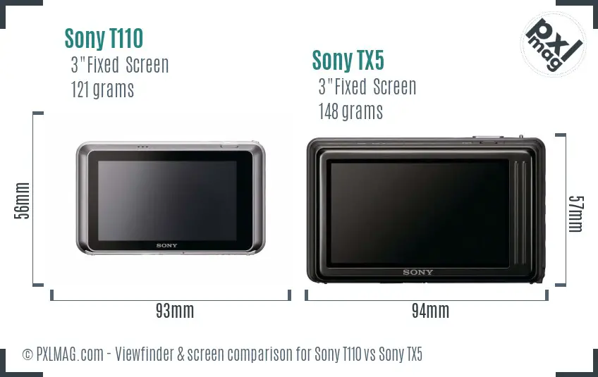 Sony T110 vs Sony TX5 Screen and Viewfinder comparison