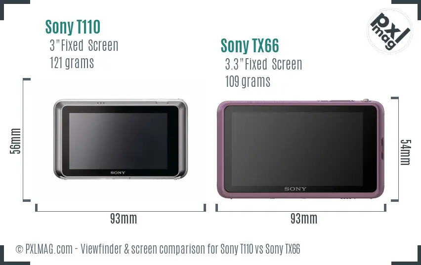 Sony T110 vs Sony TX66 Screen and Viewfinder comparison