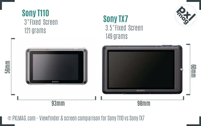 Sony T110 vs Sony TX7 Screen and Viewfinder comparison