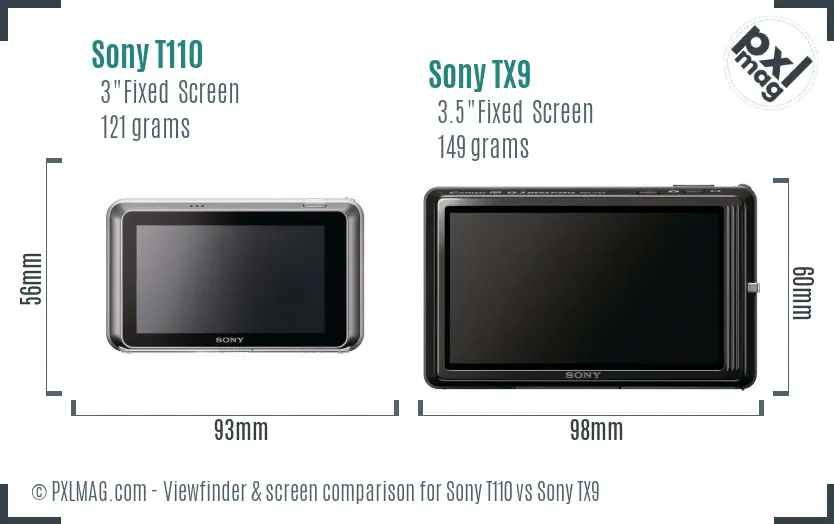 Sony T110 vs Sony TX9 Screen and Viewfinder comparison