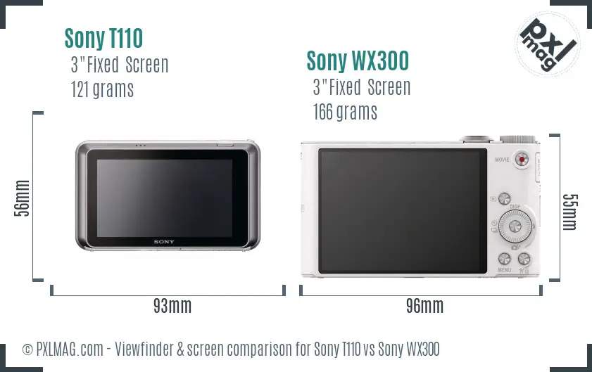 Sony T110 vs Sony WX300 Screen and Viewfinder comparison