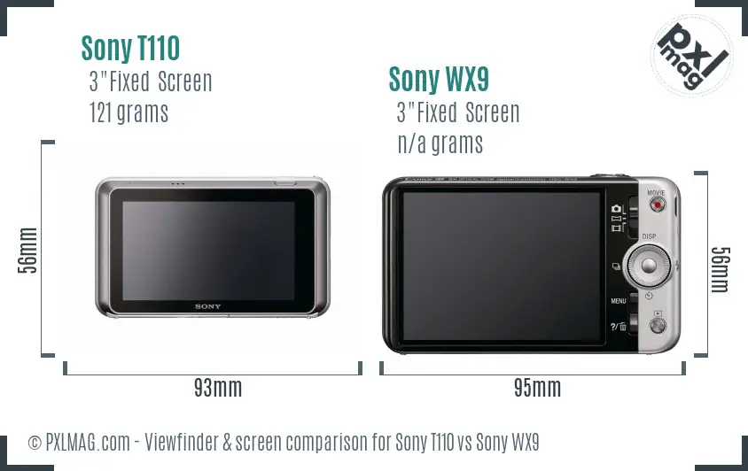 Sony T110 vs Sony WX9 Screen and Viewfinder comparison