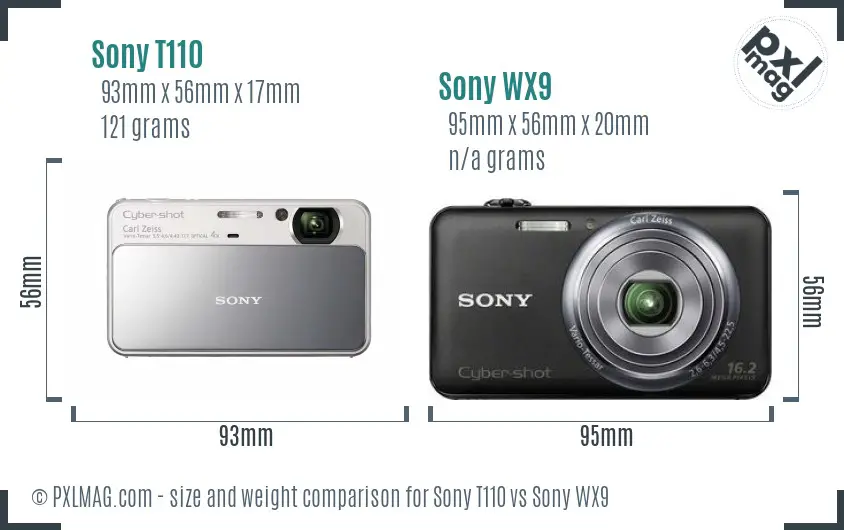 Sony T110 vs Sony WX9 size comparison