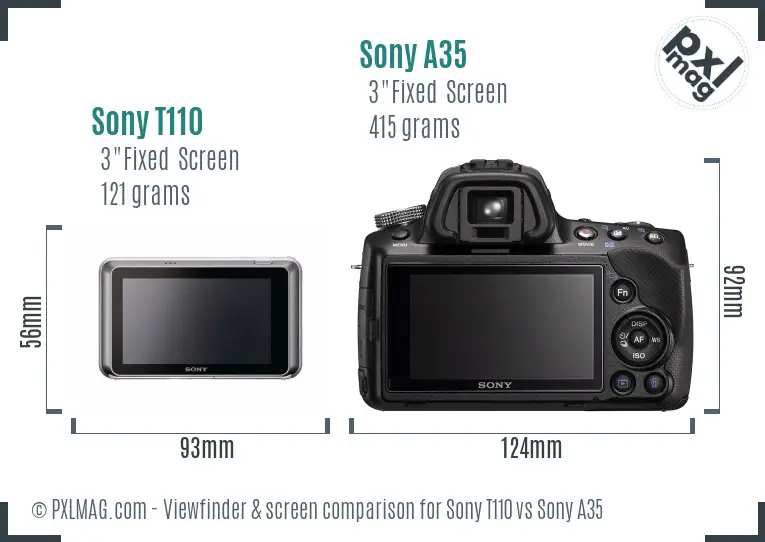 Sony T110 vs Sony A35 Screen and Viewfinder comparison