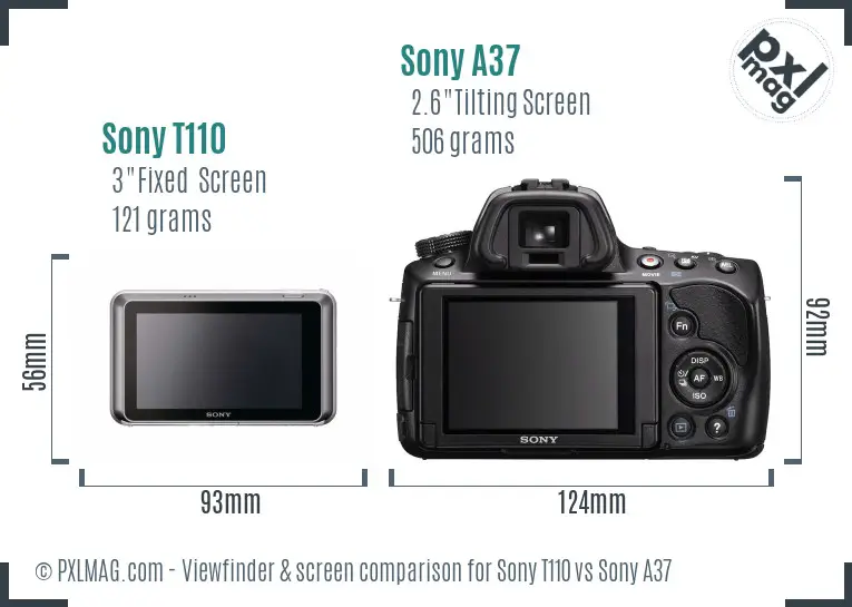 Sony T110 vs Sony A37 Screen and Viewfinder comparison