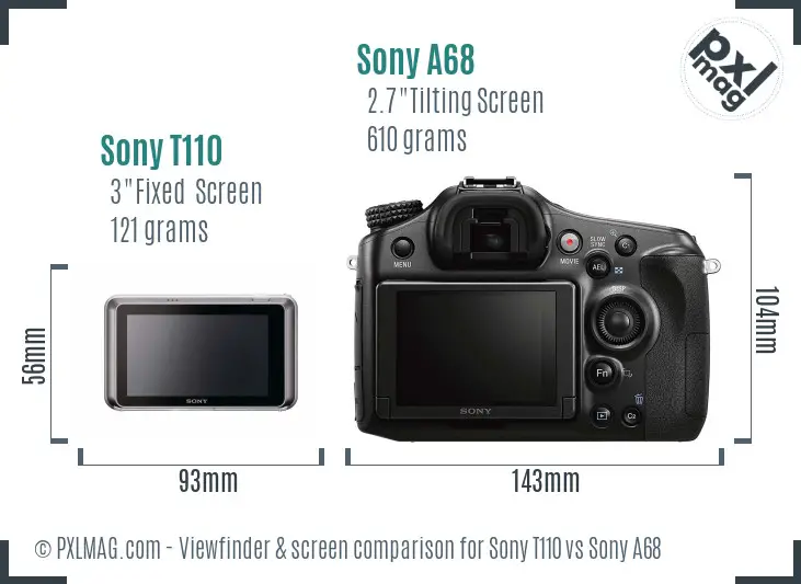 Sony T110 vs Sony A68 Screen and Viewfinder comparison