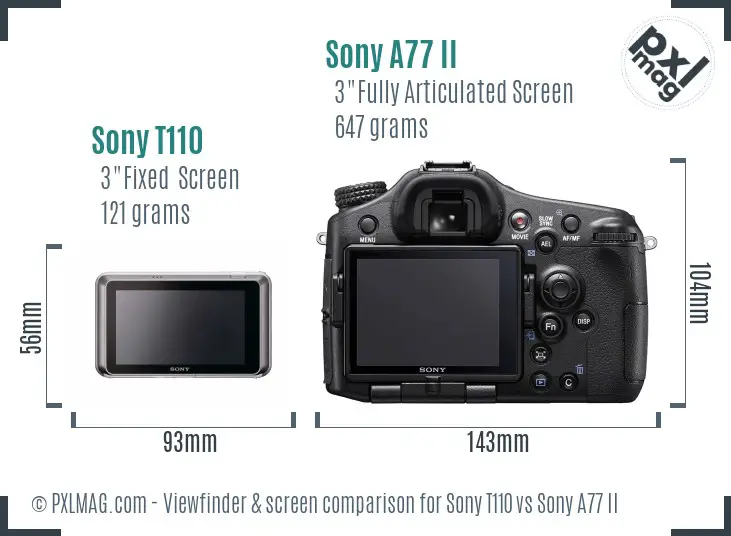 Sony T110 vs Sony A77 II Screen and Viewfinder comparison