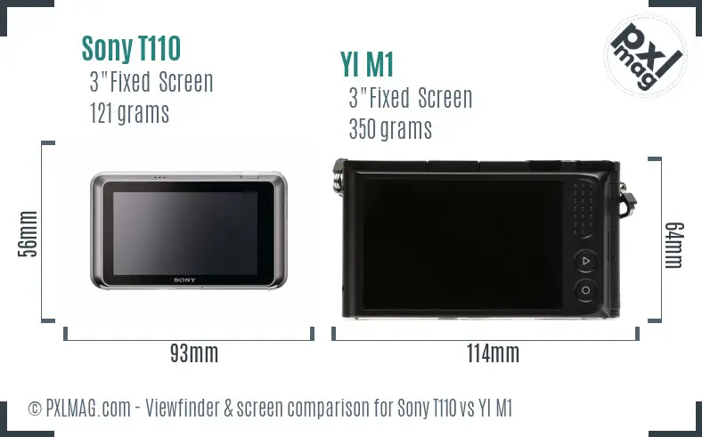 Sony T110 vs YI M1 Screen and Viewfinder comparison