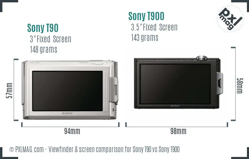 Sony T90 vs Sony T900 Screen and Viewfinder comparison