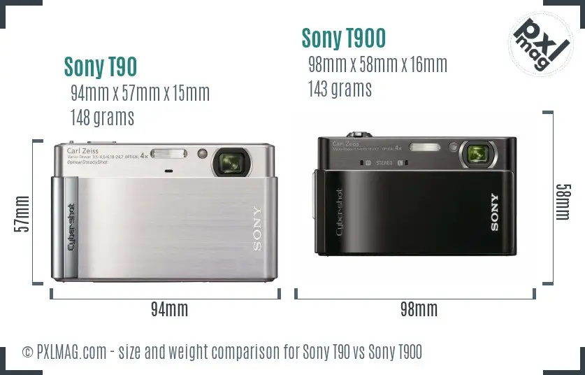 Sony T90 vs Sony T900 size comparison