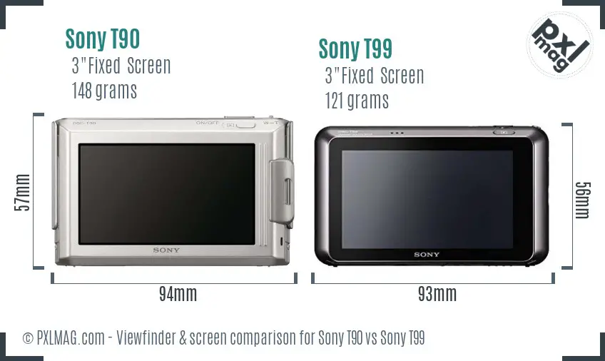 Sony T90 vs Sony T99 Screen and Viewfinder comparison