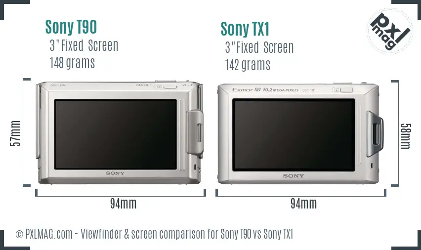 Sony T90 vs Sony TX1 Screen and Viewfinder comparison