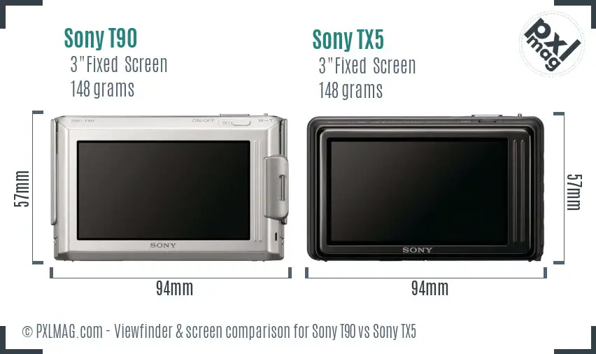 Sony T90 vs Sony TX5 Screen and Viewfinder comparison
