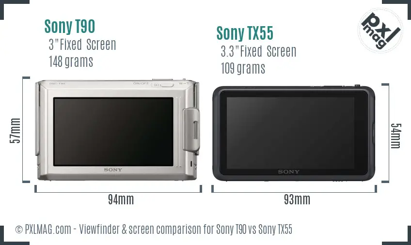 Sony T90 vs Sony TX55 Screen and Viewfinder comparison