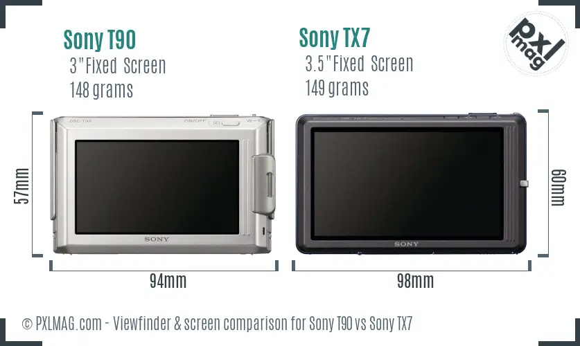 Sony T90 vs Sony TX7 Screen and Viewfinder comparison
