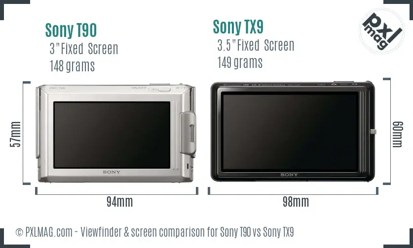 Sony T90 vs Sony TX9 Screen and Viewfinder comparison