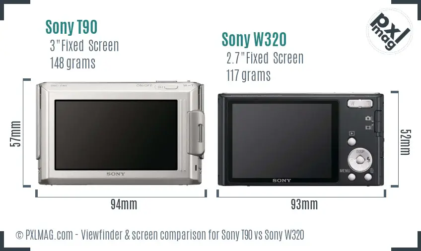 Sony T90 vs Sony W320 Screen and Viewfinder comparison
