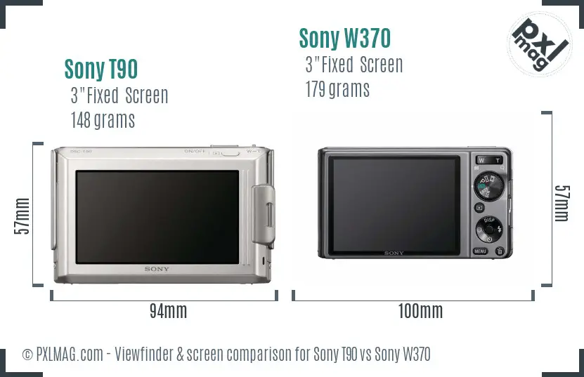 Sony T90 vs Sony W370 Screen and Viewfinder comparison