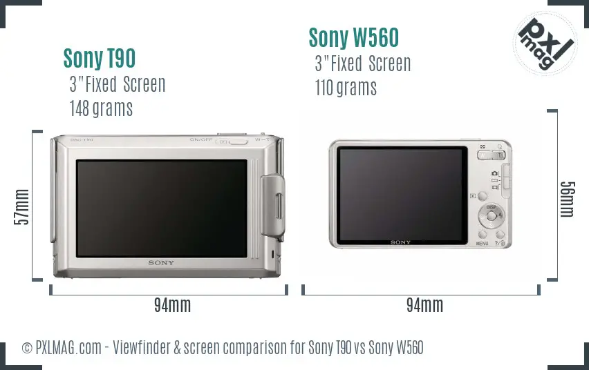 Sony T90 vs Sony W560 Screen and Viewfinder comparison