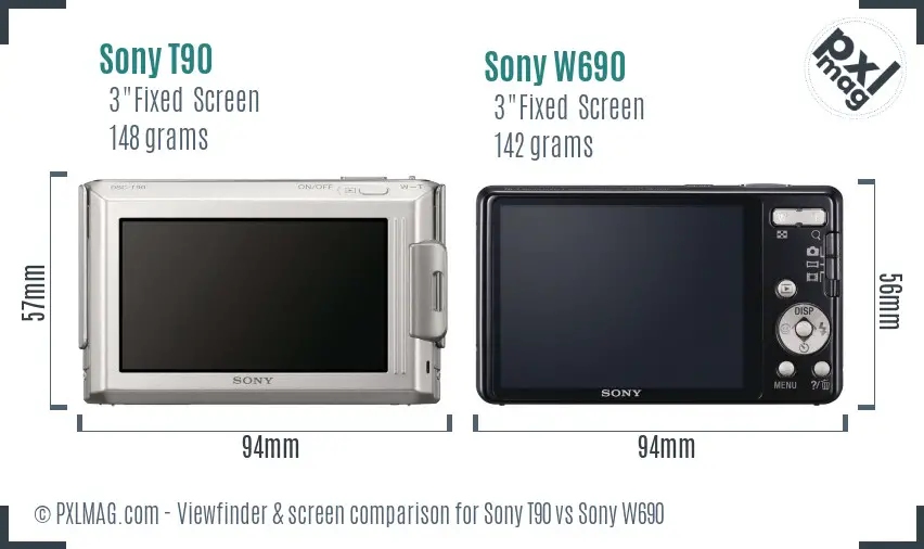Sony T90 vs Sony W690 Screen and Viewfinder comparison