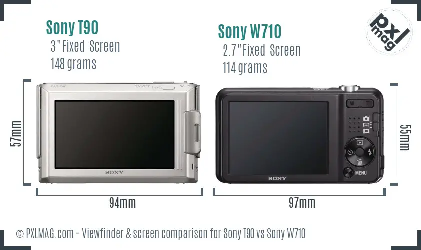 Sony T90 vs Sony W710 Screen and Viewfinder comparison