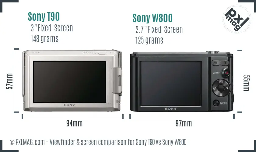 Sony T90 vs Sony W800 Screen and Viewfinder comparison