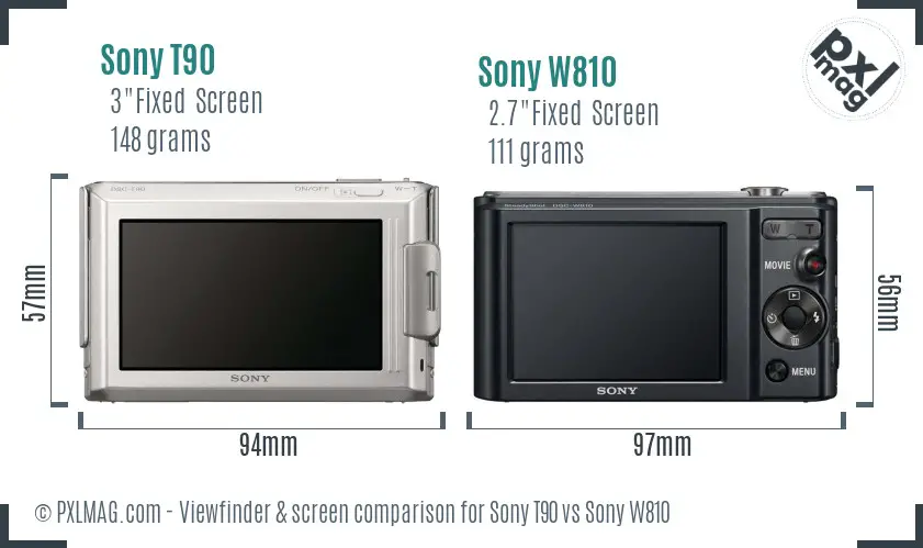 Sony T90 vs Sony W810 Screen and Viewfinder comparison