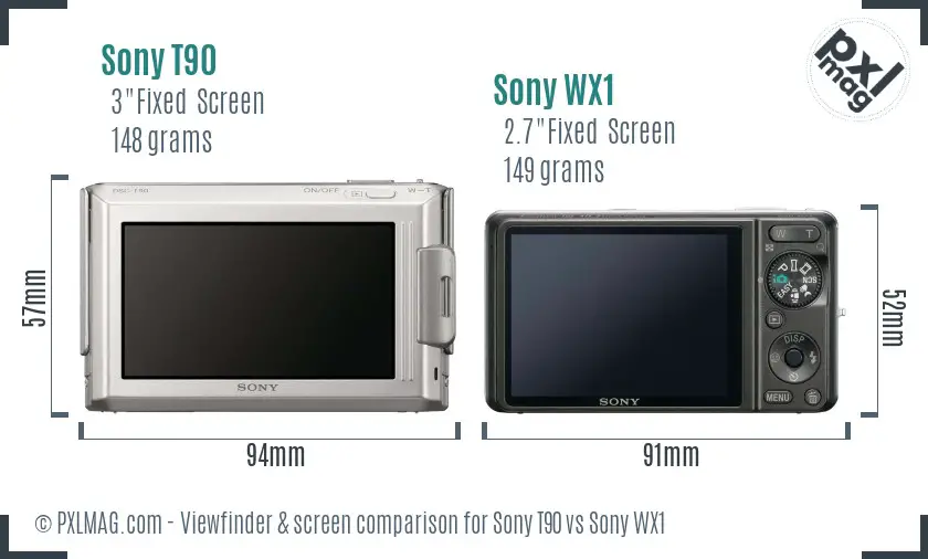 Sony T90 vs Sony WX1 Screen and Viewfinder comparison
