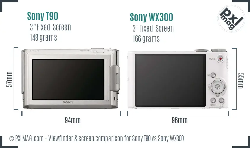 Sony T90 vs Sony WX300 Screen and Viewfinder comparison