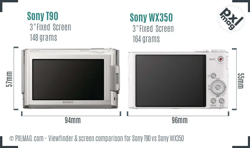 Sony T90 vs Sony WX350 Screen and Viewfinder comparison