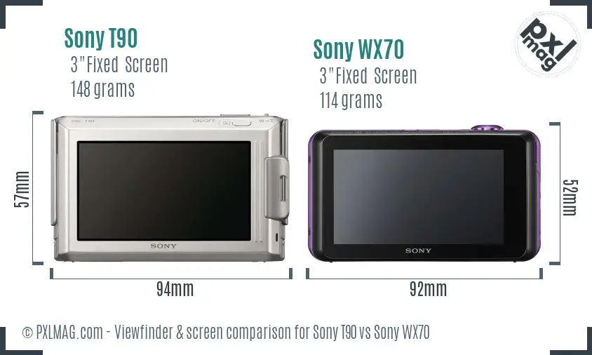 Sony T90 vs Sony WX70 Screen and Viewfinder comparison